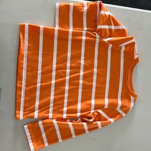 Orange white stripe long sleeve tee